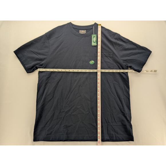 NWT L.L. Bean Men's Carefree Unshrinkable Tee with Pocket in Navy Blue sz Large - Picture 6 of 6